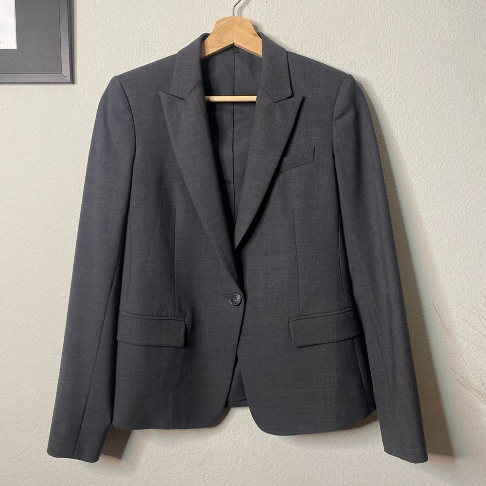 Theory Charcoal Gray Single-Button Blazer